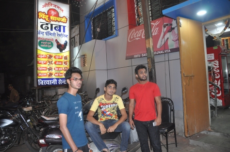Rahul the owner in the Red T-Shirt along with his customers